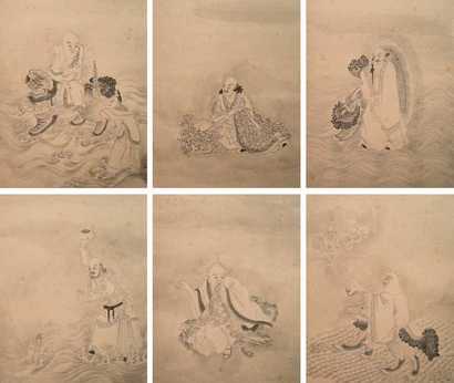 佚名 白描罗汉 册页（十七开）